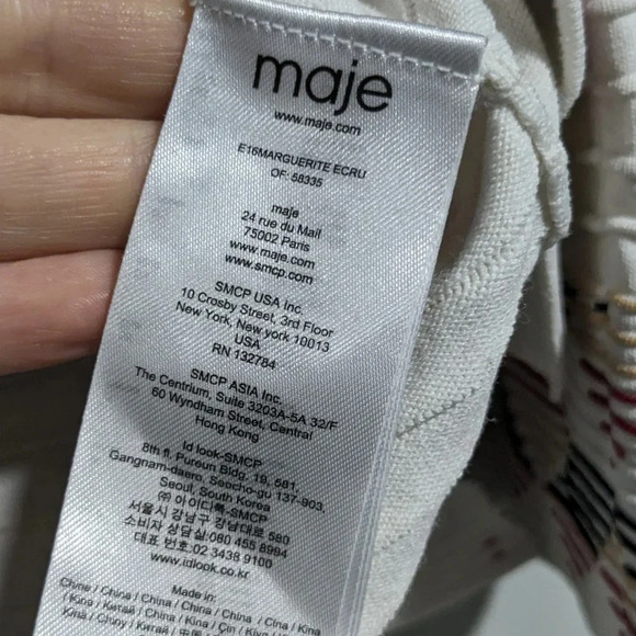 Maje Ribbed V-Neck 3/4 Sleeve Top - Picture 6 of 8